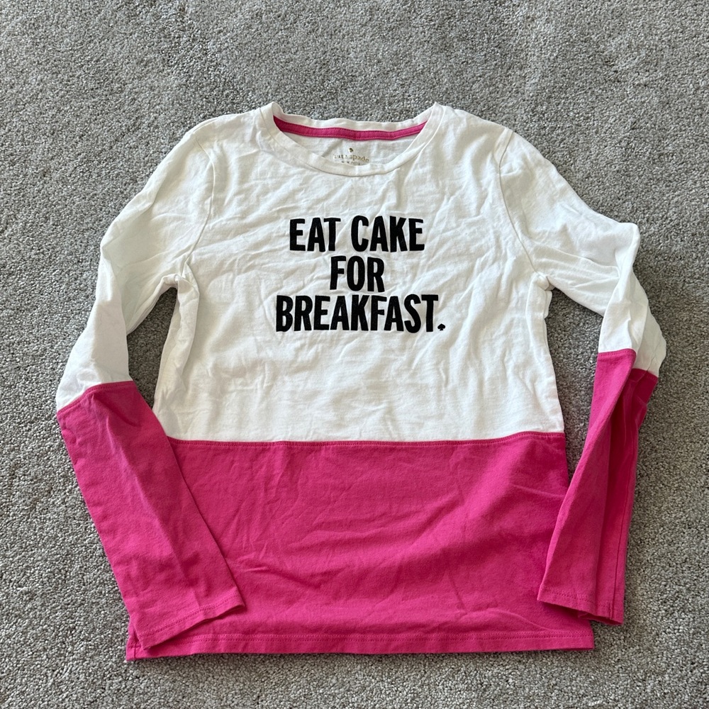 kate spade White and Pink Slogan Long Sleeve Tee